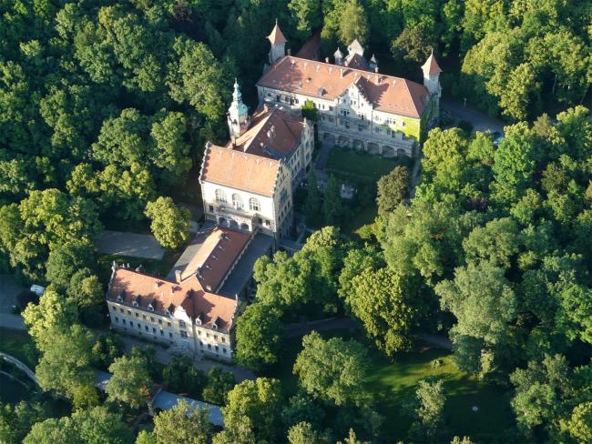 Luftbild des Wildbads bei Rothenburg ob der Tauber von Süden.