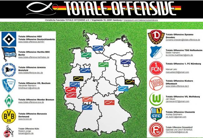 Christliche Fußball-Fanclubs unter dem Dach von »Totale Offensive«.