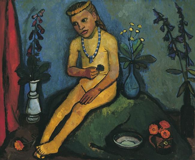 Paula Modersohn-Becker, Mädchenakt mit Blumenvase