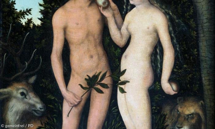 Nackte in Serie: Diese Darstellung von Adam und Eva (1533, Gemäldegalerie Berlin) ist nur eine von unzähligen ähnlichen, die die Cranach-Werkstatt verließen.