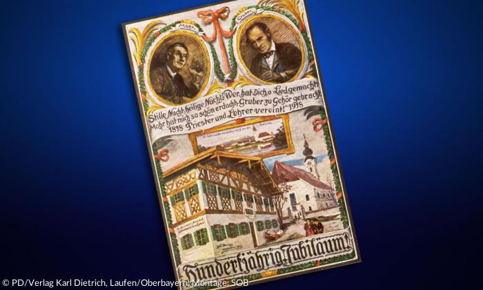 Joseph Mohr und Franz Gruber, Karte zu 100 Jahre Stille Nacht, heilige Nacht