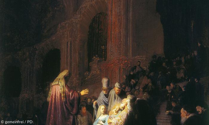 Simeons Lobgesang im Tempel, Rembrandt, 1631, Mauritshuis Den Haag.