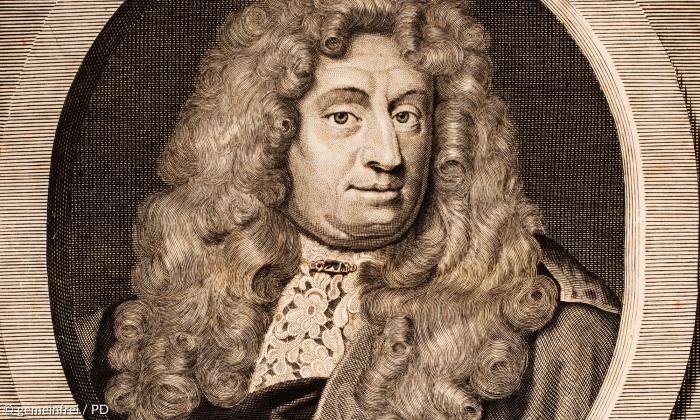 Samuel von Pufendorf, Kupferstich von Pieter van Gunst nach einem Gemälde von David Klöcker Ehrenstrahl, 1734.
