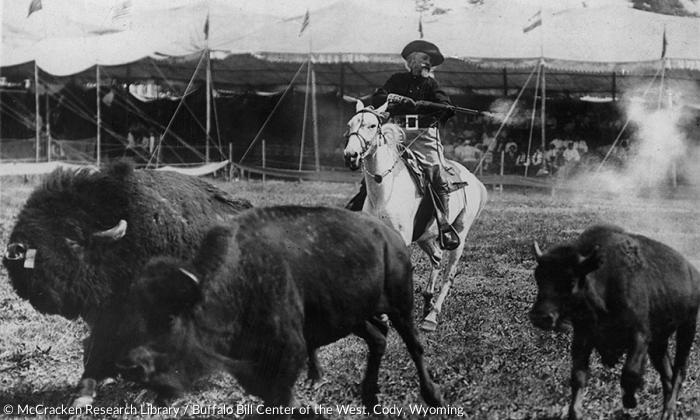 Bisonjagd in Buffalo Bill's Wild West Show (ca. 1900).