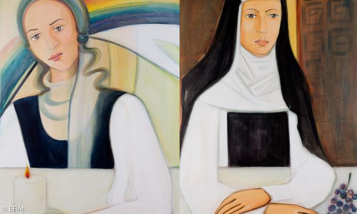 Ottilie von Gersen (links) und Florentina von Oberweimar, aus dem Tafelgemälde "Frauen der Reformation in der Region".