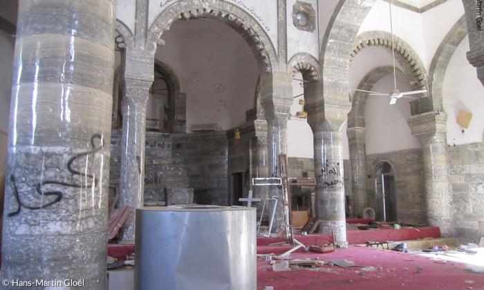 Die chaldäische Kirche von Batnaya im Frühjahr 2017 nach der Befreiung vom IS.