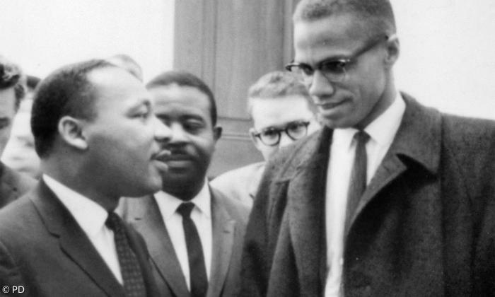 Die einzige Begegnung der beiden charismatischen Bürgerrechtler: Martin Luther King und Malcolm X am 26. März 1964.