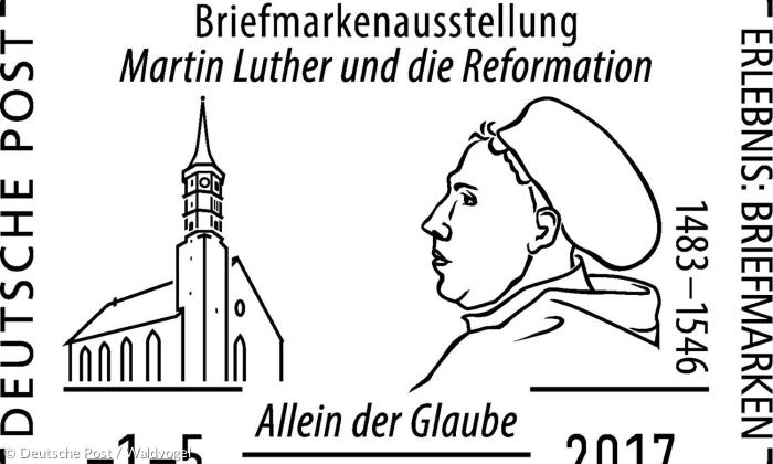 Sonderstempel der Deutschen Post zur Briefmarkenausstellung »Martin Luther und die Reformation« in Leutkirch im Allgäu.