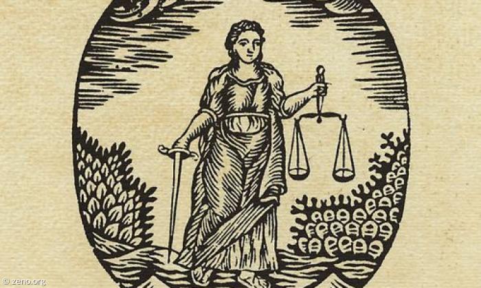 Holzschneider aus der Druckerrei Estivill aus Barcelona: Justizia