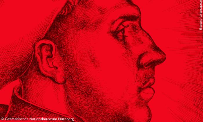 Plakatmotiv zur Ausstellung »Luther, Kolumbus und die Folgen« im Germanischen Nationalmuseum.