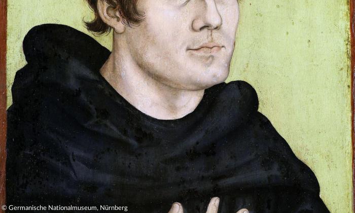 Lucas Cranach d. Ä. / Werkstatt: Posthumes Bildnis Martin Luthers als Augustinermönch, nach 1546 . 