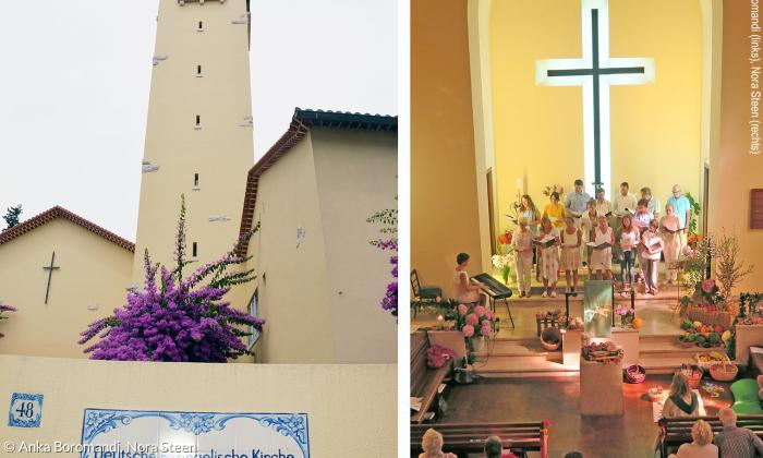 Kirche und Gemeindehaus des renommierten Architekten Otto Bartning aus dem Jahr 1934, Der Chor beim Singen im Gottesdienst.