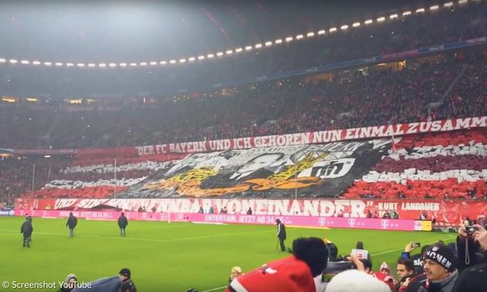 Fanchoreografie zum Gedenken des jüdischen Bayern-Präsidenten Kurt Landauer (Februar 2014).