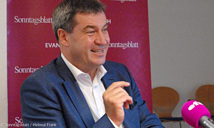 Markus Söder bei einem Sonntagsblatt-Redaktionsgespräch.