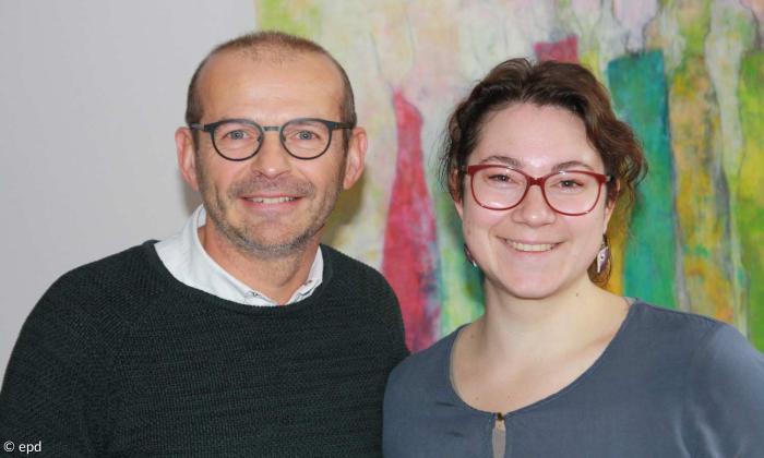 Katharina Schleifer, Lehrerin für Geschichte, und Christian Herpich.