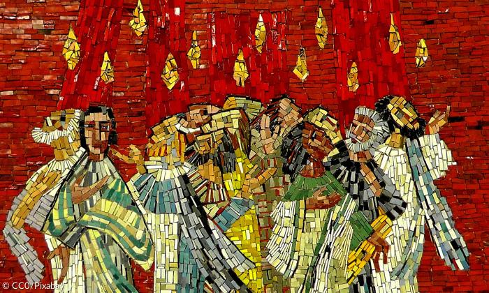 Mosaikdarstellung des Heiligen Geistes und der Apostel