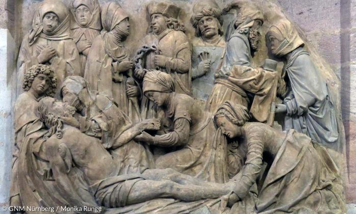 Adam Krafts Beweinung Christi, der siebten Kreuzwegstation.