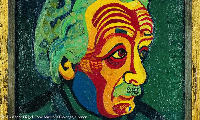 Josef Scharl, Albert Einstein, 1952, Kunsthalle Emden – Vermächtnis Rolf Gillhausen, © Susanne Fiegel, Foto: Martinus Ekkenga, Norden