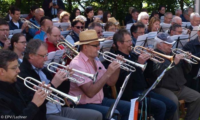 Hesselberg 2018: Posaunenchor beim Gottesdienst