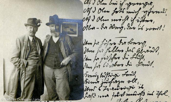 Der Dichter Peter Rosegger und der Maler Franz Defregger im Jahr 1900.