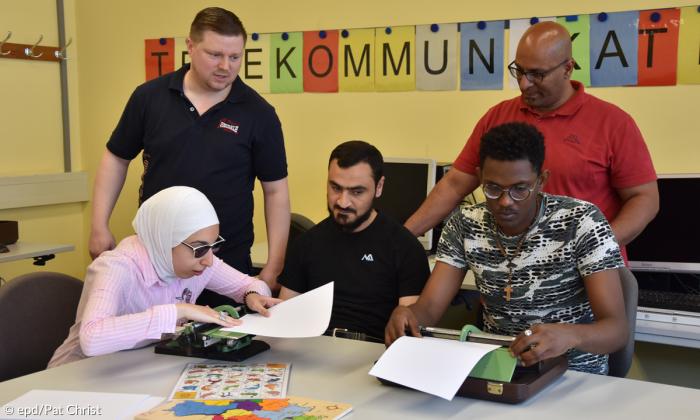 Deutschunterrricht für blinde Flüchtlinge