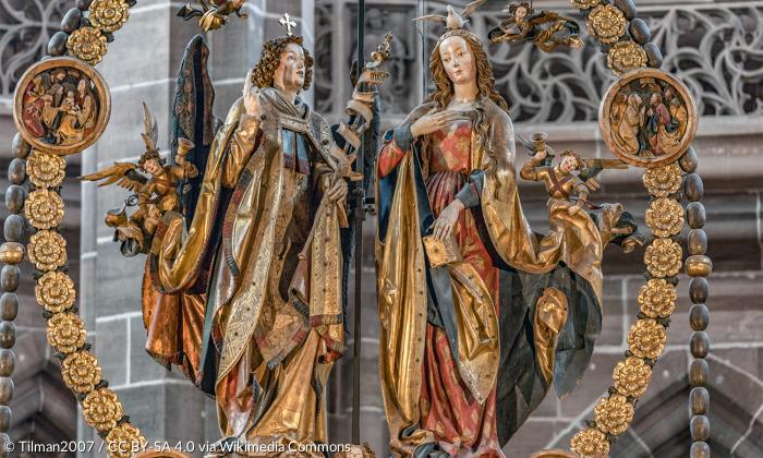 Der »Englische Gruß« von Veit Stoß in der St.-Lorenz-Kirche Nürnberg.