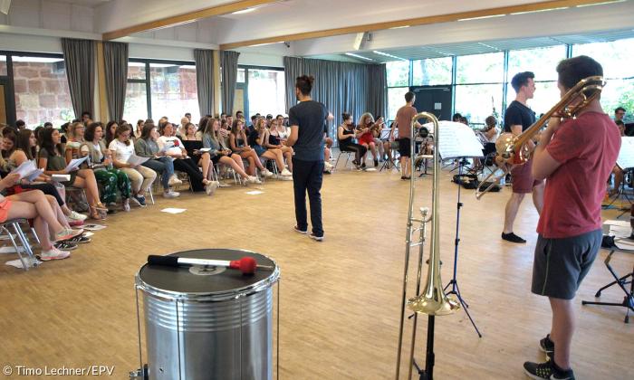 Probewochenende einer Musikgruppe auf Burg Wernfels