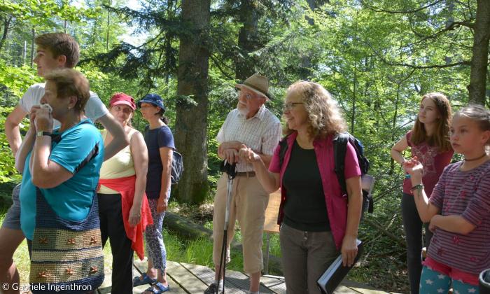 Gabriela Neumann-Beiler (Mitte) bei ihren geführten meditativen Wanderungen. 