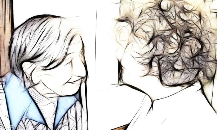 Zeichnung alter Mann mit Frau