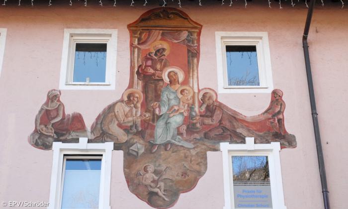 Krippenszene Lüftlmalerei Garmisch-Partenkirchen