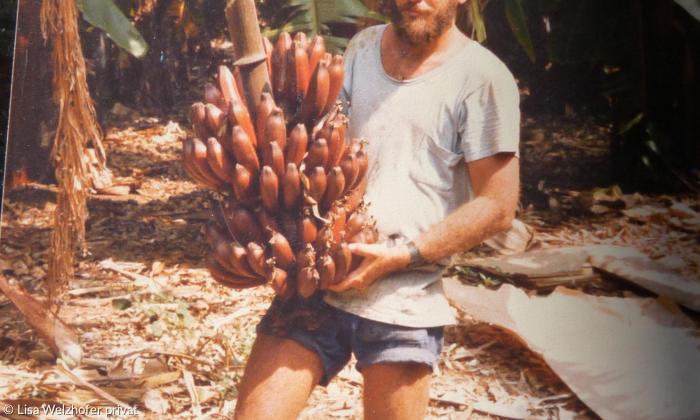 Hagai in den 80iger Jahren auf der Bananenplantage des Kibbuz Ginnosar
