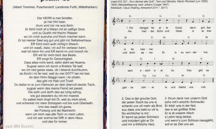 Psalm 23 und Lied auf Fränkisch