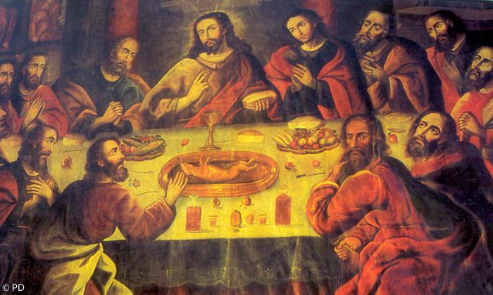 Abendmahl mit Meerschweinchen von dem peruanischen Maler Marcos Zapata (um 1710-1773)