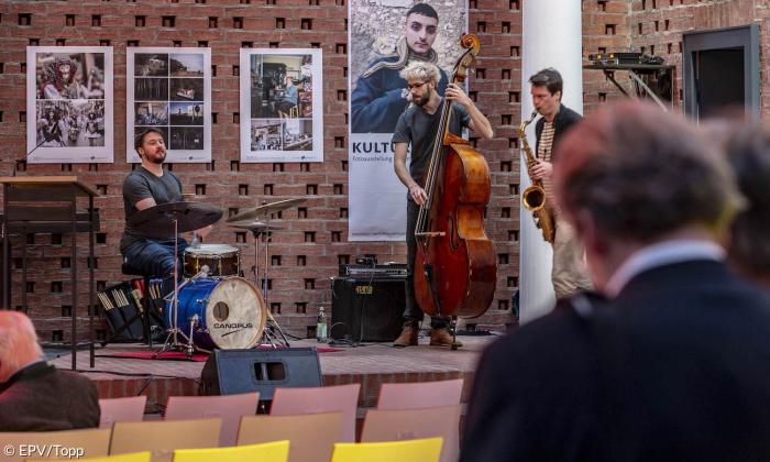 Musik bei der Ausstellungseröffnung von "Kultur.erben" in München