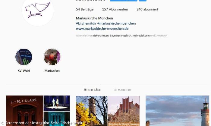 Screenshot der Instagram-Seite kirchemitdir der Münchner Markuskirche