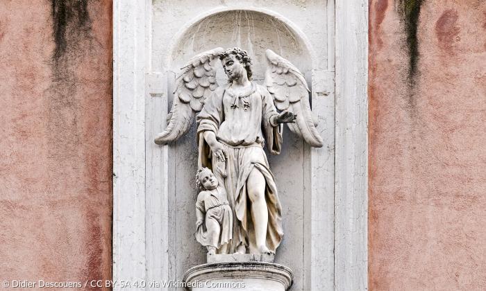 Venedig: Schutzengel an der evangelischen Kirche »Scuola dell'angelo custode« von Heinrich Meyring (1638/1639-1723)