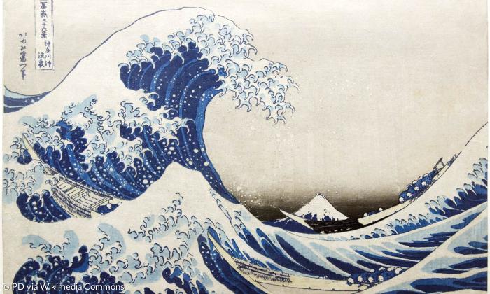 Die große Welle vor Kanagawa - Katsushika Hokusai, 1831 (Kanagawa oki nami ura), British Museum.