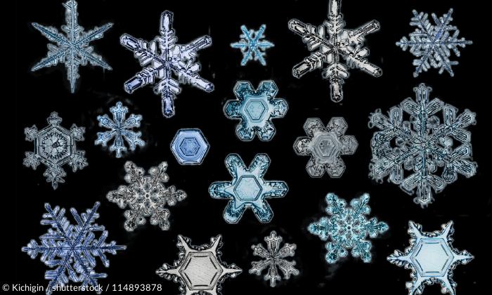 Vom Molekül zum Jedes Eiskristall ist ein »Unikat«, aber alle haben sie eine sechseckige Struktur. In ihr spiegelt sich die besondere Molekülstruktur des Wassers.