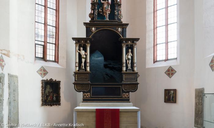 Gerhard Rießbeck, Altarbild "Paradies", Spitalkirche Bad Windsheim, 2015.