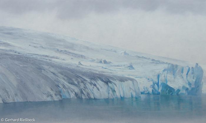 Gerhard Rießbeck, Gletscherblick, Öl auf Leinwand, 2012.