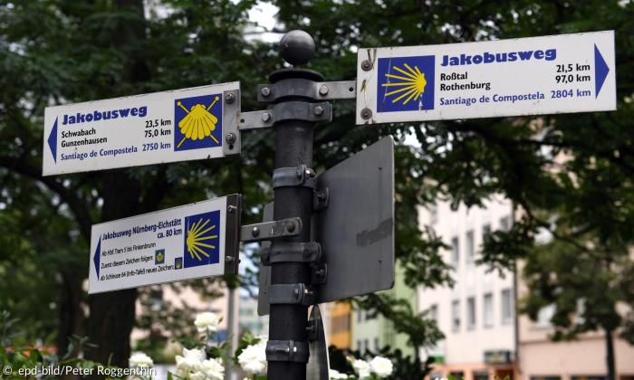 Jakobsweg Schilder Franken Santiago 