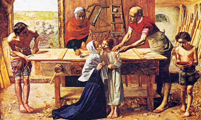 Christus im Hause seiner Eltern, Gemälde von Josef Everett Millais, 1850.