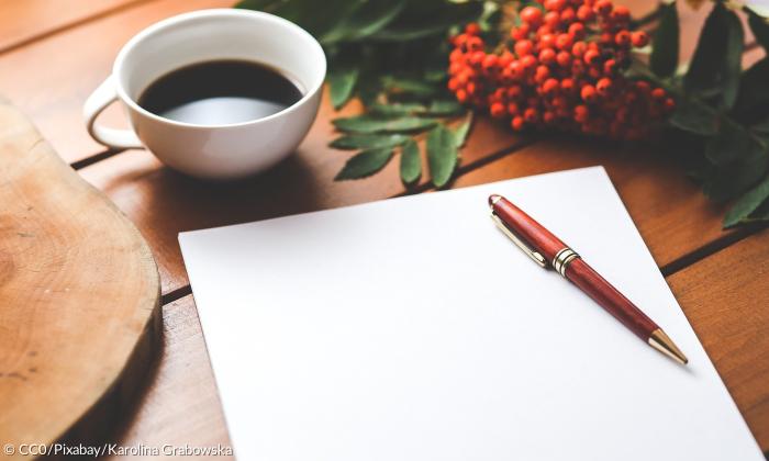 Kaffee Stift Papier schreiben 