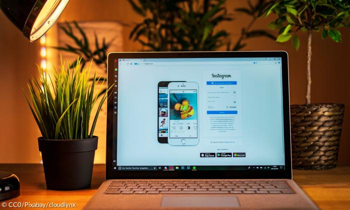 Computer Laptop PC Instagram soziale Medien grün Pflanzen