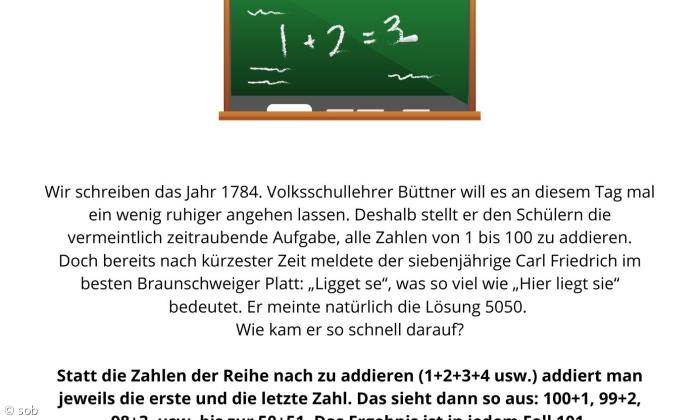 Rätsel Nummer 5 - Schultafel - Lösung