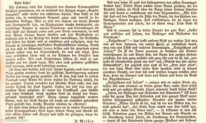 1. Ausgabe Sonntagsblatt 6. November 1945