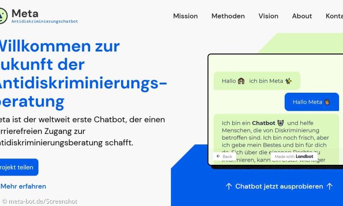 Screenshot der Webiste meta-bot.de