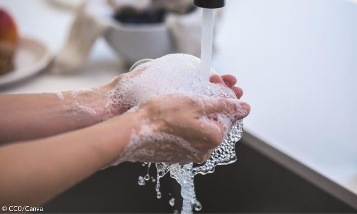 Hände werden mit Seife gewaschen
