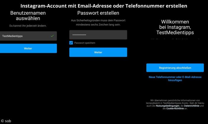Schritte zum Erstellen eines neuen Instagram Accounts 