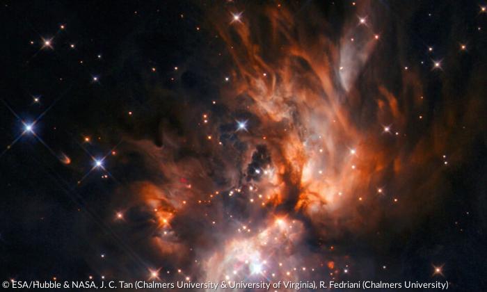 Eine Sternkinderstube auf einer Aufnahme des Hubbleteleskops